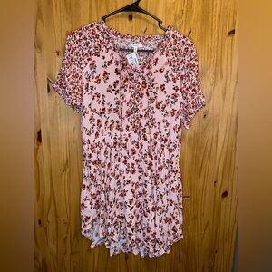 Maurices Pink Floral Tunic Top
